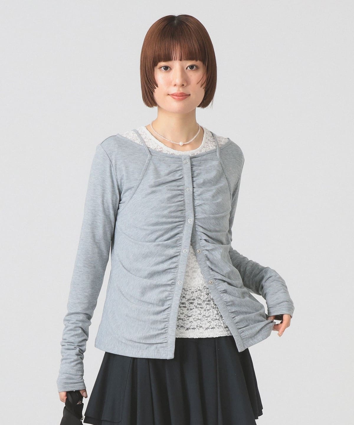 Ray BEAMS（レイ ビームス）キャミソール レイヤード ギャザー Tシャツ