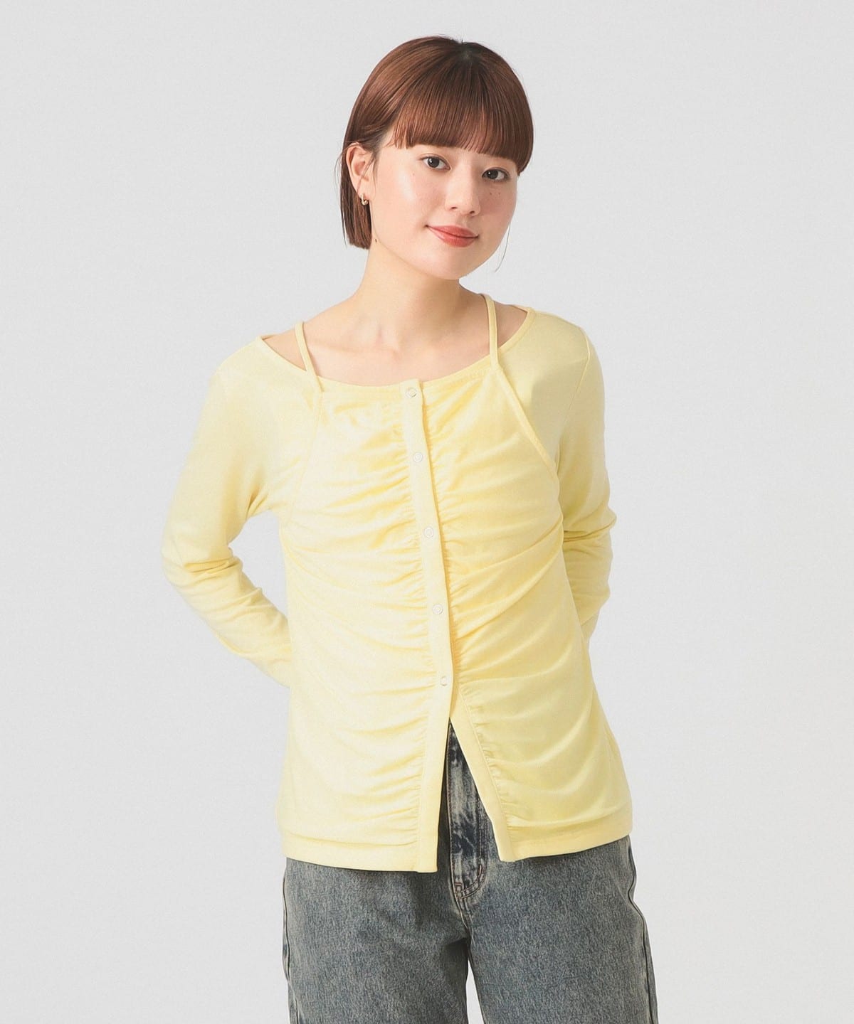 Ray BEAMS（レイ ビームス）キャミソール レイヤード ギャザー Tシャツ