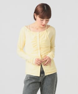 【+10%ポイントUP】キャミソール レイヤード ギャザー Tシャツ