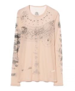 beautiful people / cosmos sheer jersey crew neck top