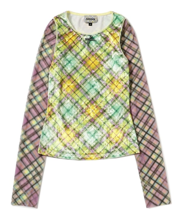 taottao / Lollipop Glossy Velvet Long-Sleeve Top