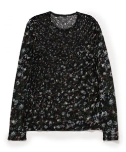 beautiful people / flower sheer jersey tight-fit crew neck top