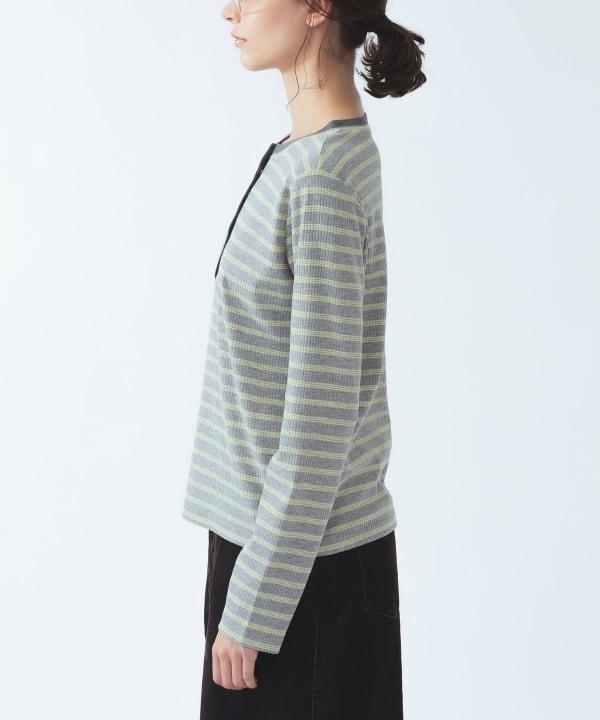 【+10%ポイントUP】RIB ボーダー ヘンリーネック Tシャツ