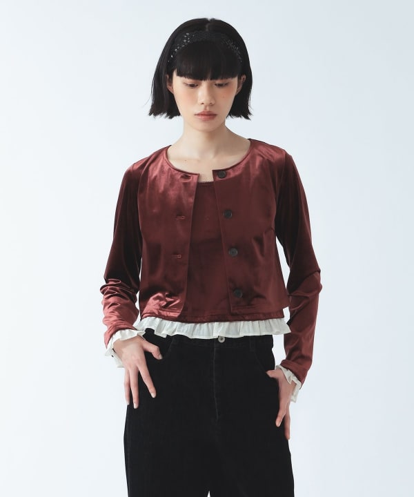 ベロア タンクトップ セット カーディガン Model：H177 B77 W59 H87　Size：（画像の商品はサンプル用サイズのため実際のサイズ感と異なります）