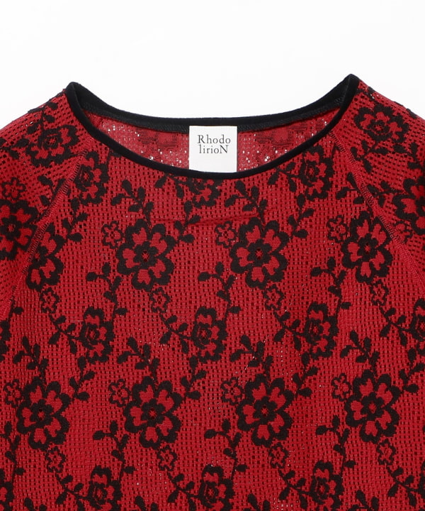 RhodolirioN / Crew Neck Tee Flower Lace