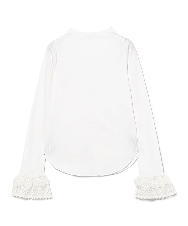 RhodolirioN / Ribbed Lace Cuff Pullover Tee