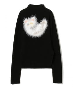 ○YUHAN WANG / hand knitted cat jumper  black/white