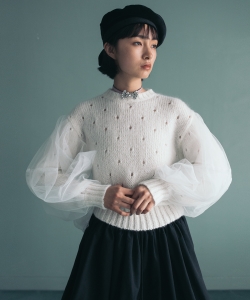 MIYAO ×Ray BEAMS / 別注 チュール スリーブ ニット◇