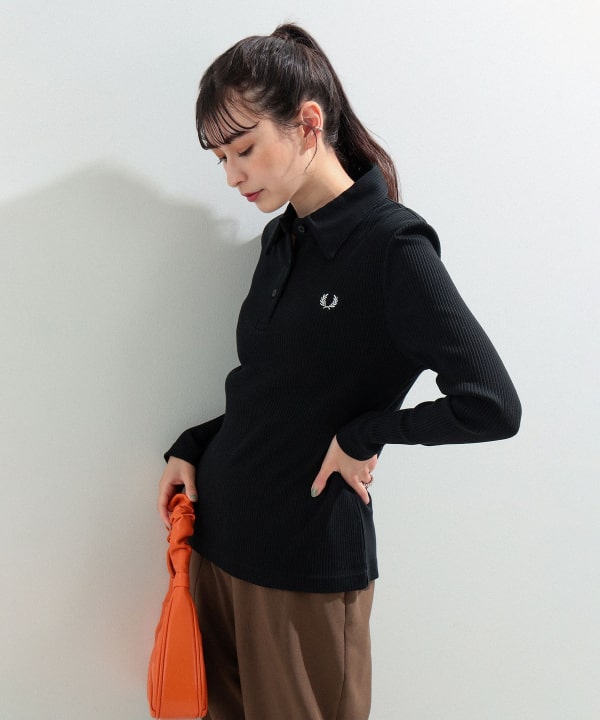 FRED PERRY /BEAMS WOMAN リブ ロングスリーブ ポロシャツ | mezcla.in