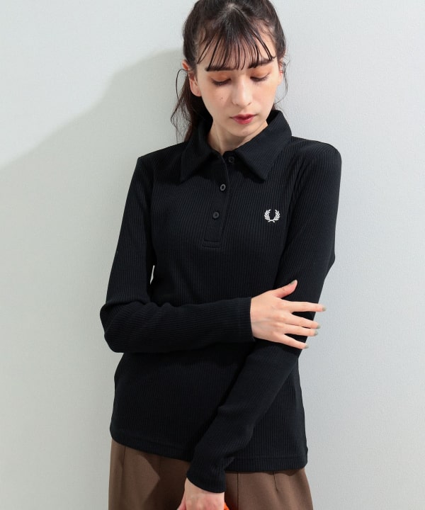 FRED PERRY /BEAMS WOMAN リブ ロングスリーブ ポロシャツ | www