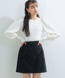 Ray BEAMS / 女裝 羅紋 蓬袖 圓領 毛衣