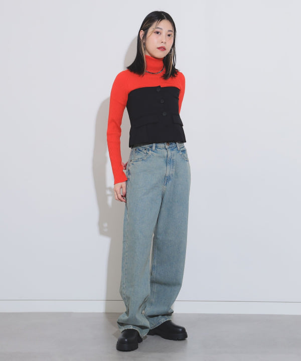 BEAMS WOMEN｜14G リブ タートル ニット | Rakuten Fashion(楽天