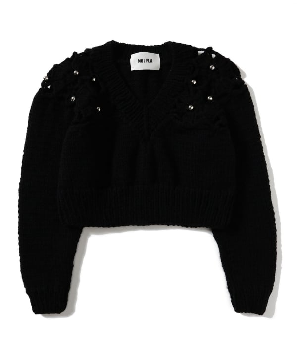 MUL PLA / Cropped V-neck Pullover Knit