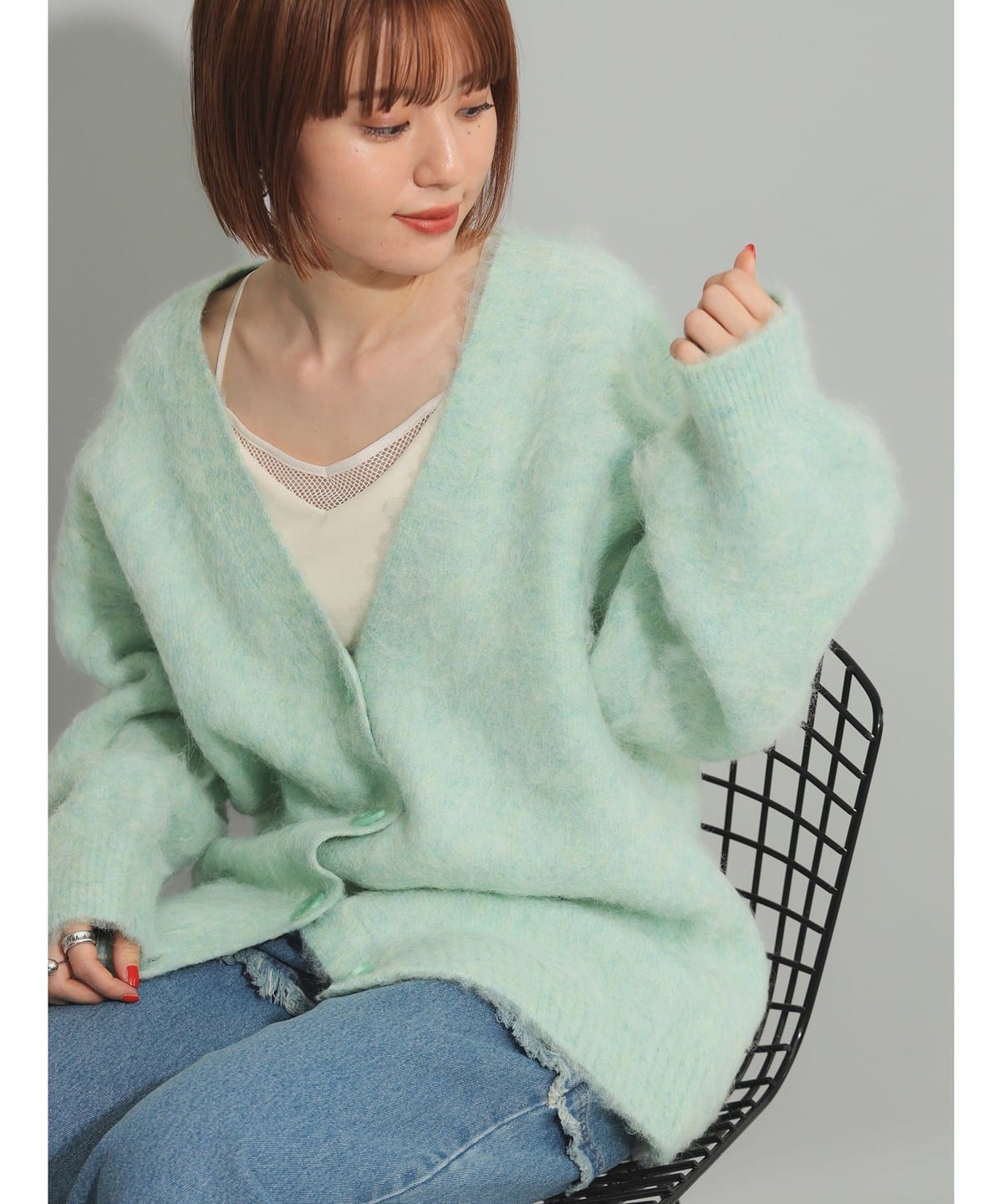 ソフト シャギー Vネック カーディガン トップス WOMEN MINT ONE SIZE ソフト シャギー Vネック カーディガン トップス WOMEN MINT ONE SIZE