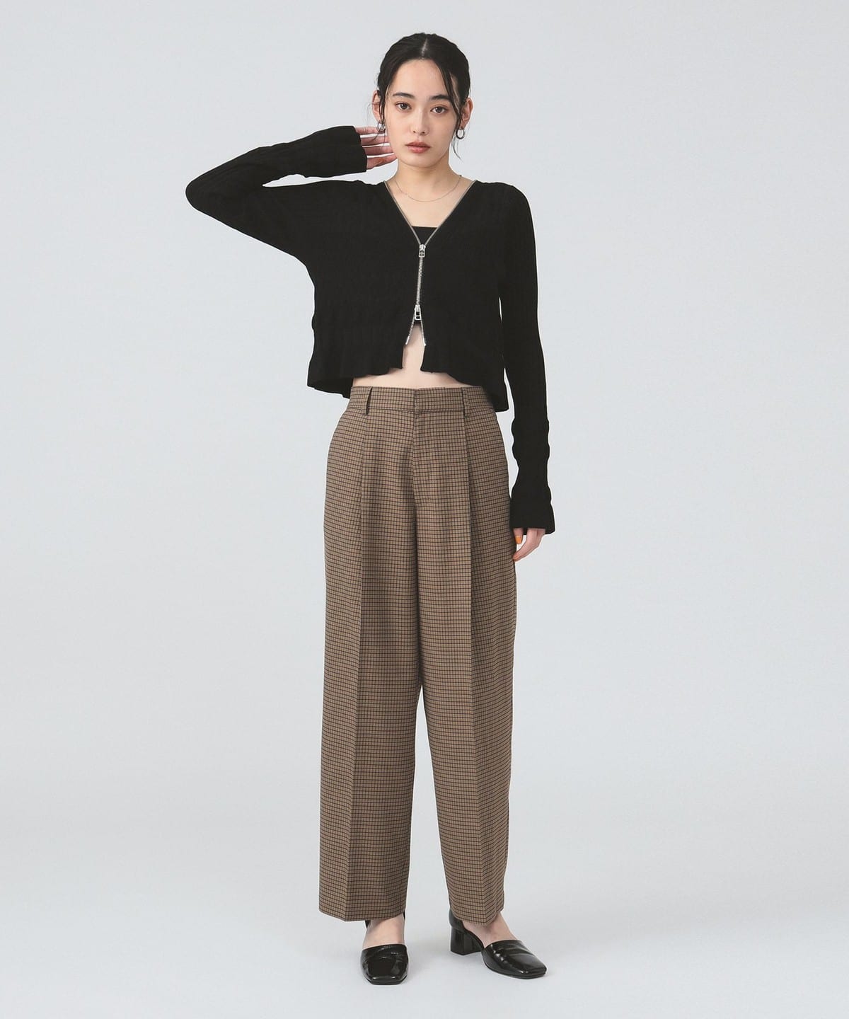 Ray BEAMS Ray BEAMS Time Sale] Cropped Zip V-neck Cardigan