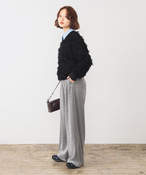 Ray BEAMS（レイ ビームス）カット ジャカード フリンジ クルー