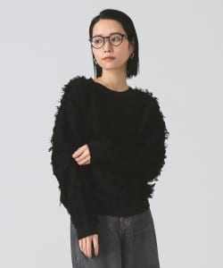 【+15%ポイントUP】カット ジャカード フリンジ クルーネック ニット