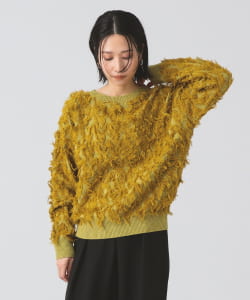 【+15%ポイントUP】カット ジャカード フリンジ クルーネック ニット
