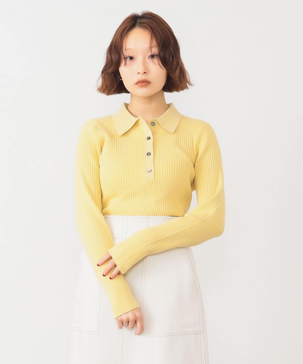 Ray BEAMS（レイ ビームス）リブ ニット ポロシャツ（トップス ニット
