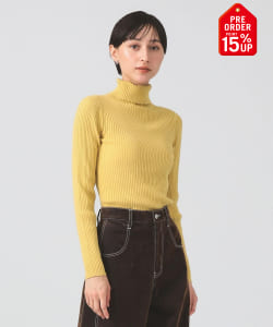 【+15%ポイントUP】14ゲージ リブ タートル ネック ニット