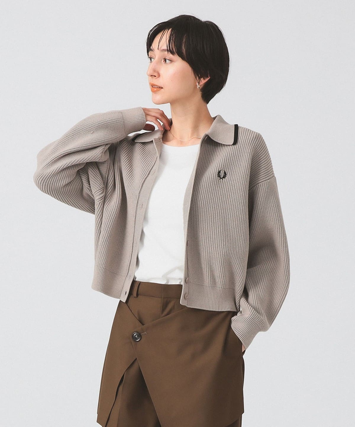 【別注】FRED PERRY フレッド ペリー / Tipped Collar Cardigan トップス WOMEN WARMOAT 10 【別注】FRED PERRY フレッド ペリー / Tipped Collar Cardigan トップス WOMEN WARMOAT 10