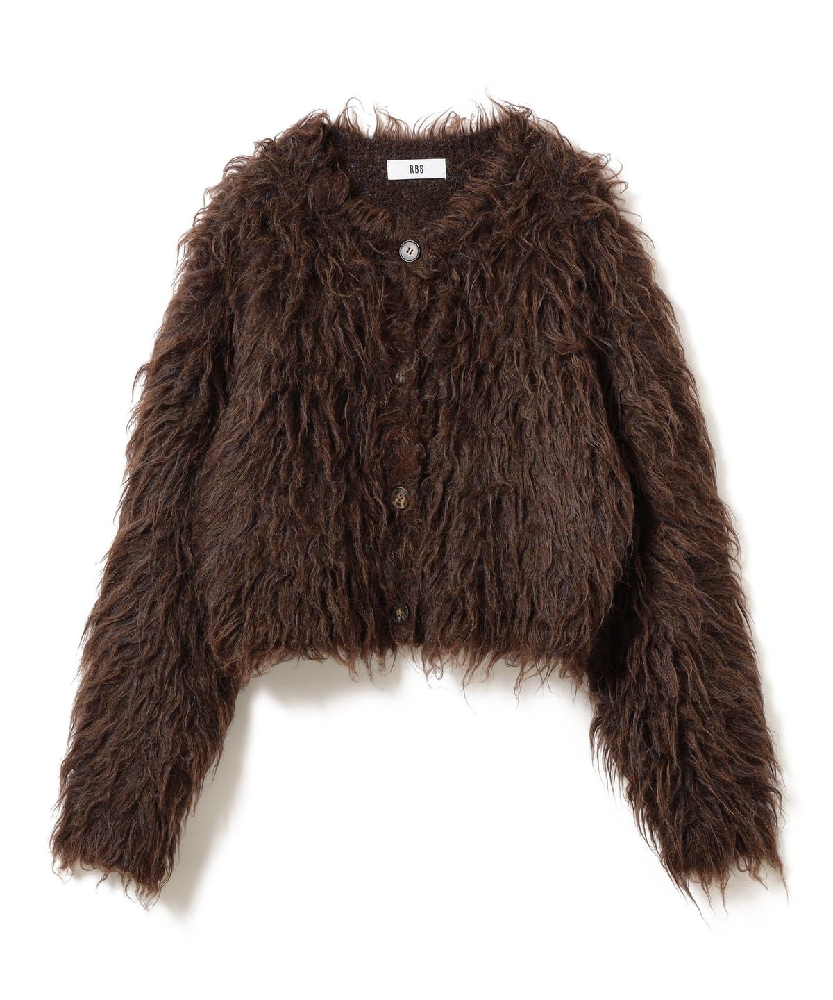 RBS アールビーエス / ミックスシャギー クルーネック カーディガン トップス WOMEN BROWN ONE SIZE RBS アールビーエス / ミックスシャギー クルーネック カーディガン トップス WOMEN BROWN ONE SIZE