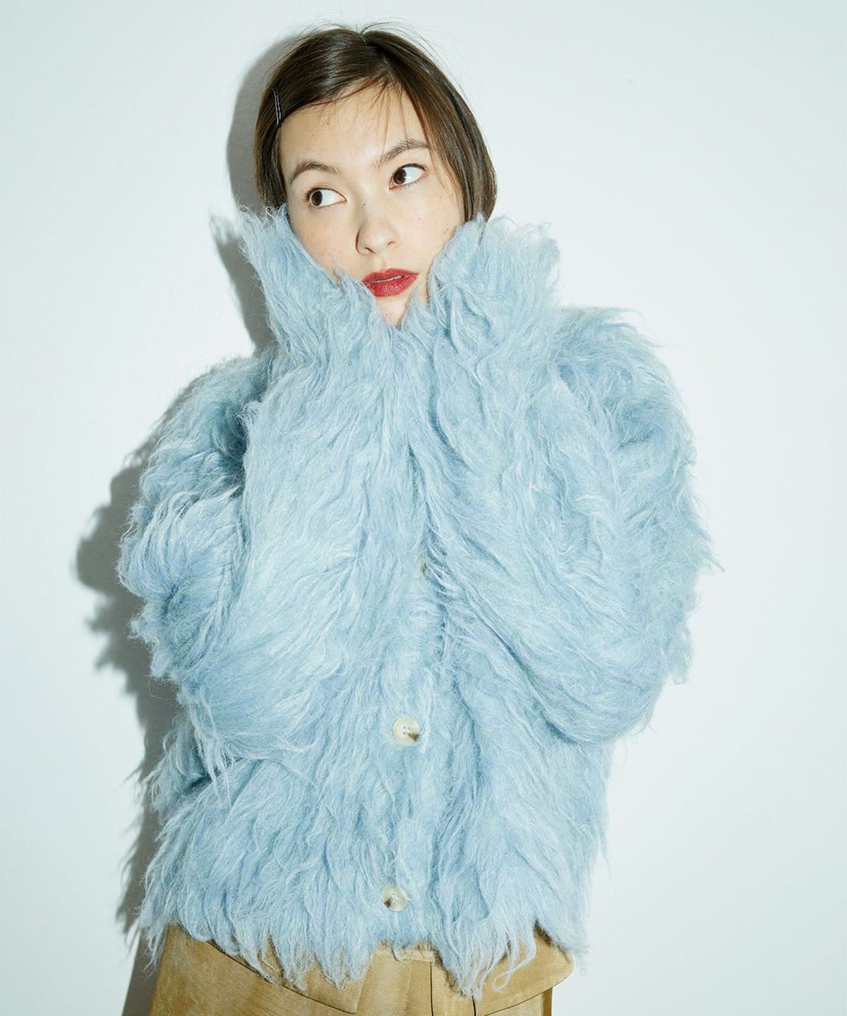 RBS アールビーエス / ミックスシャギー クルーネック カーディガン トップス WOMEN BLUE ONE SIZE RBS アールビーエス / ミックスシャギー クルーネック カーディガン トップス WOMEN BLUE ONE SIZE