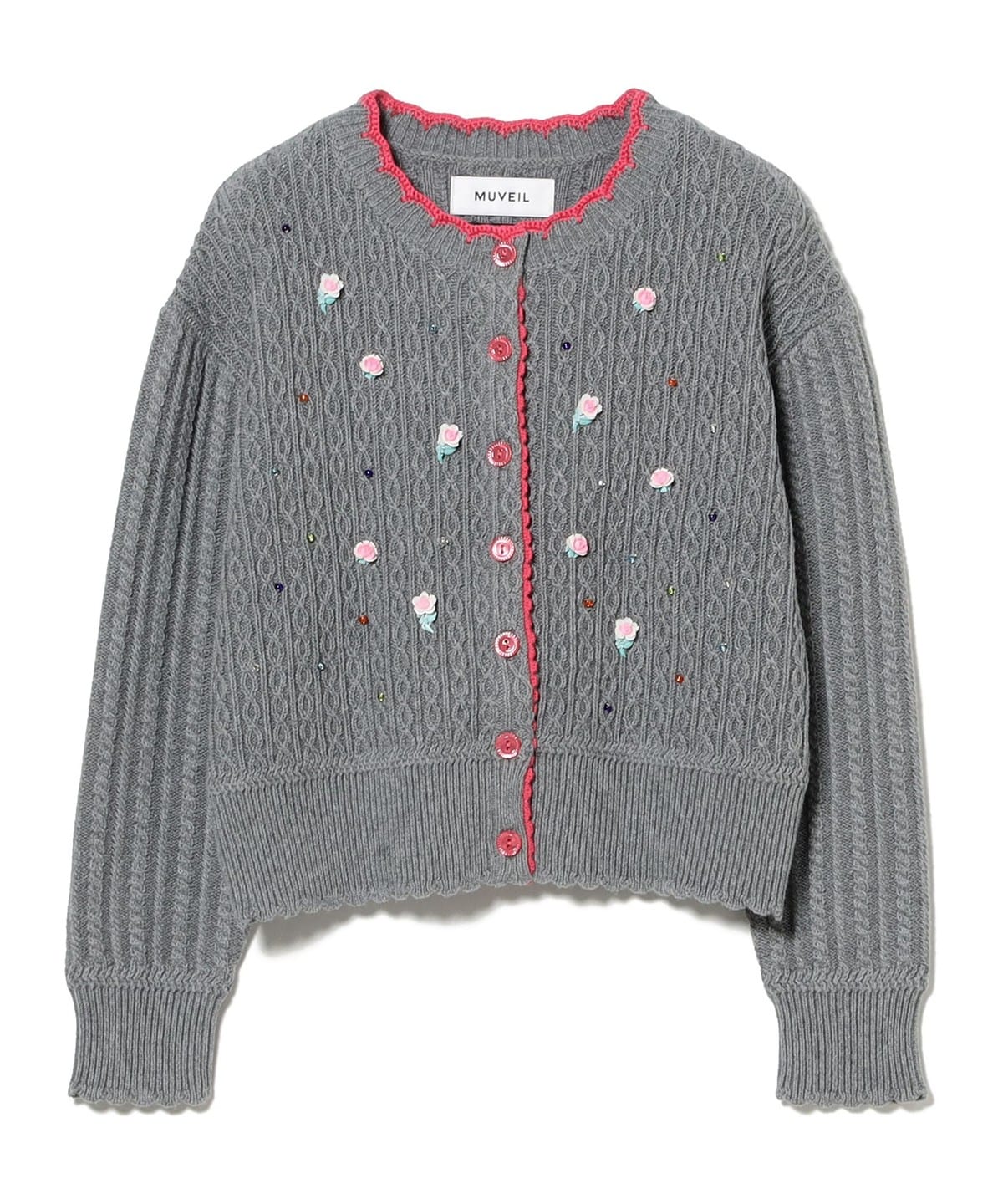 MUVEIL ミュベール / レトロローズカーディガン トップス WOMEN GREY 36 MUVEIL ミュベール / レトロローズカーディガン トップス WOMEN GREY 36