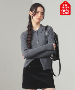 【+15%ポイントUP】リブ ポロ カーディガン