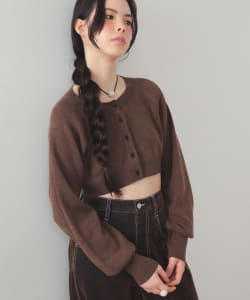 【+15%ポイントUP】クロップド クルーネック カーディガン