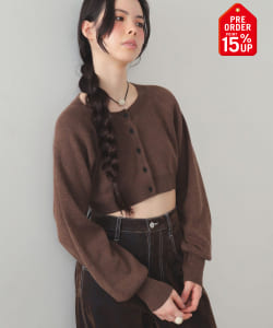 【+15%ポイントUP】クロップド クルーネック カーディガン