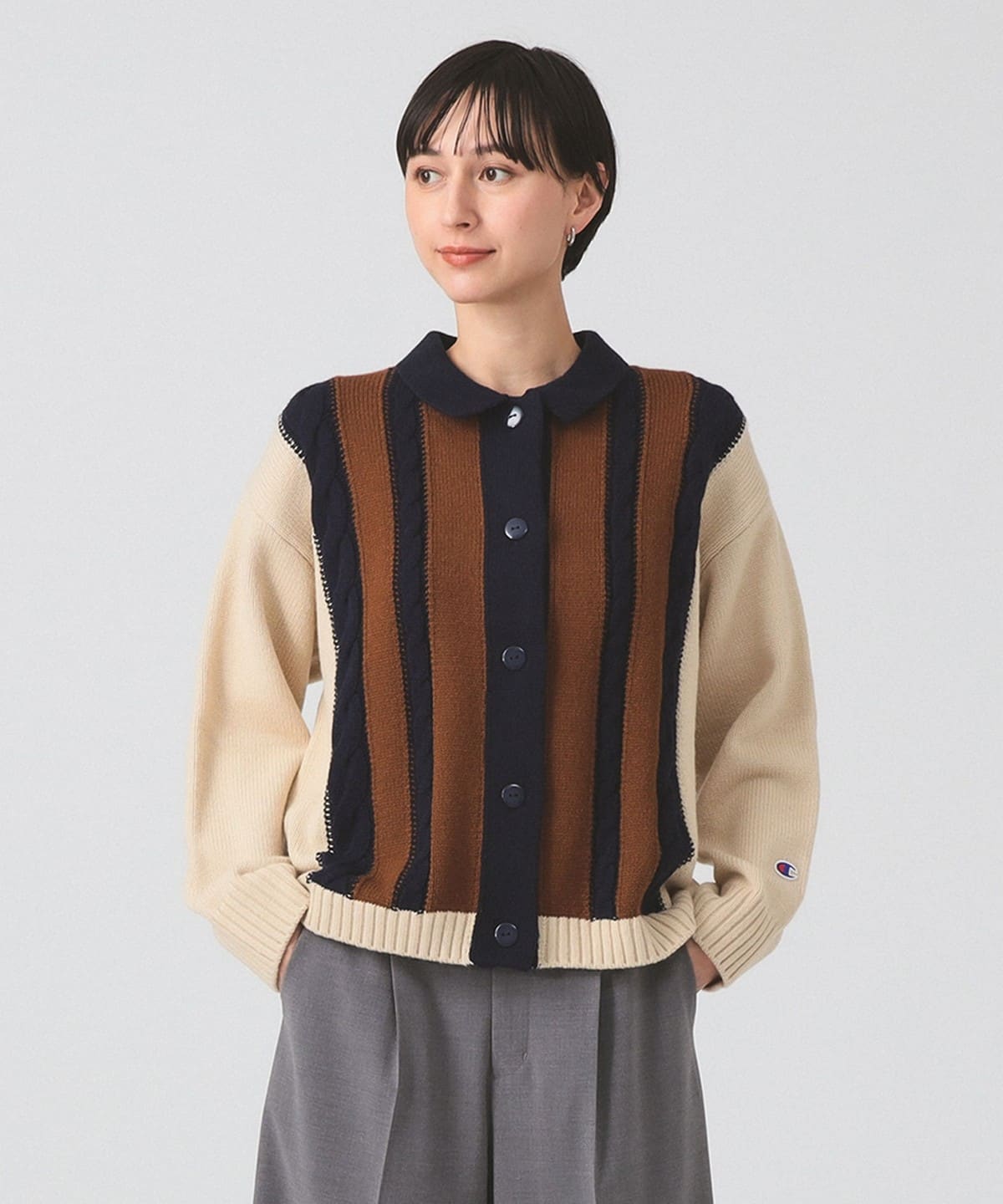 【別注】Champion チャンピオン / ニット カーディガン トップス WOMEN BEIGE M 【別注】Champion チャンピオン / ニット カーディガン トップス WOMEN BEIGE M