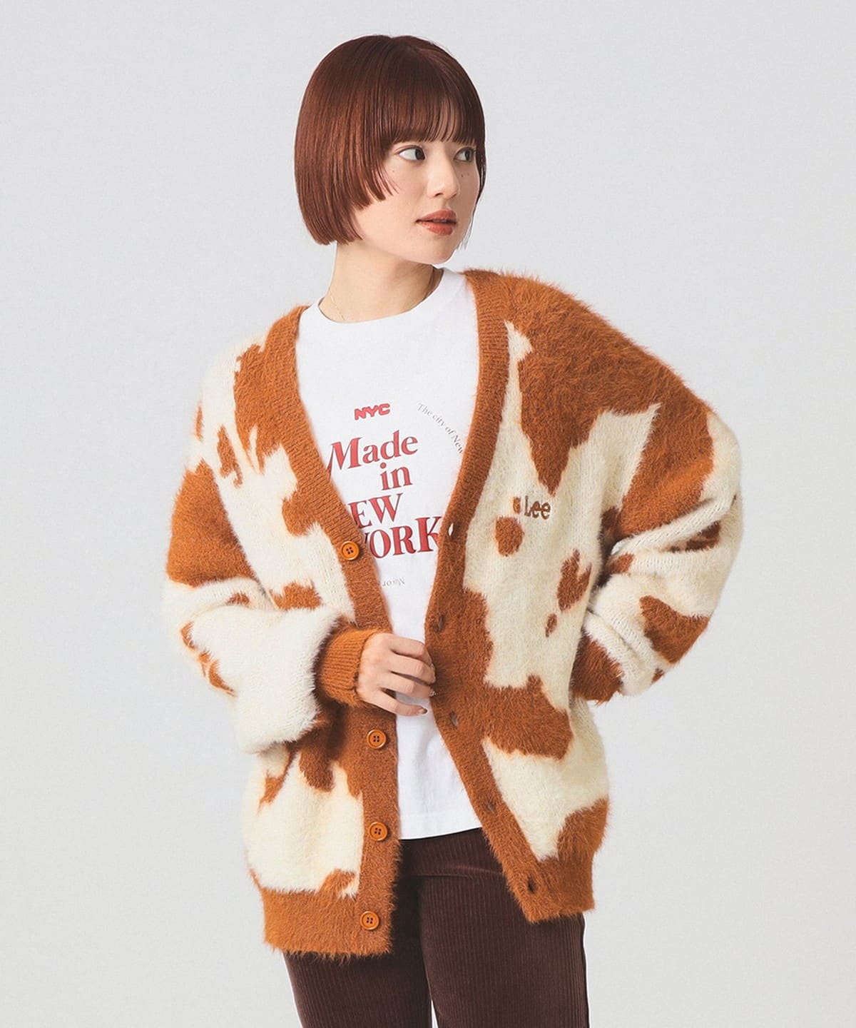 i_queen 2buy10%OFF様　soymilk+bean Ray BEAMS（レイ ビームス）Lee / ANIMAL KNIT CARDIGAN（トップス