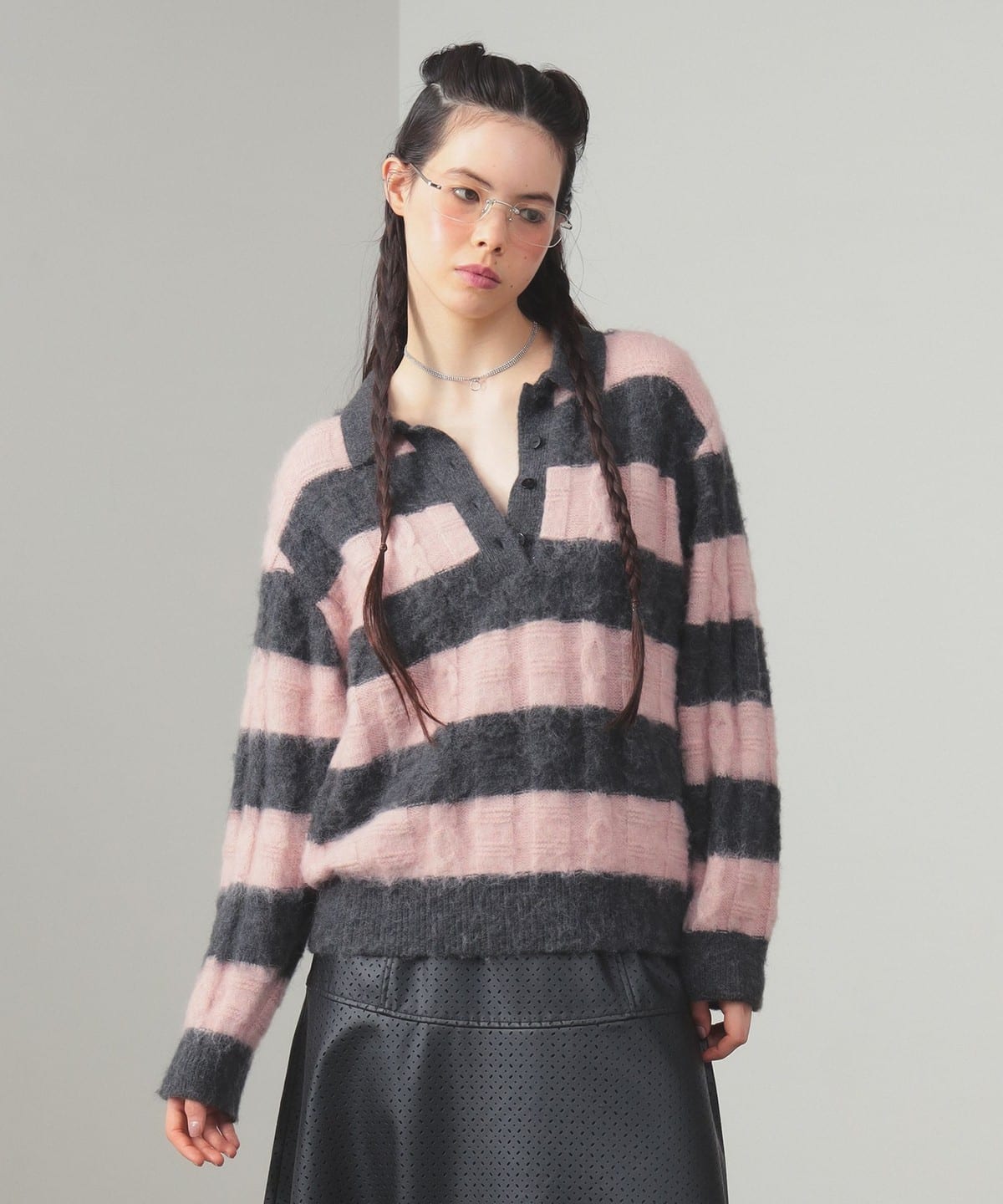 Ray BEAMS（レイ ビームス）ワイド ボーダー ポロ ニット（トップス