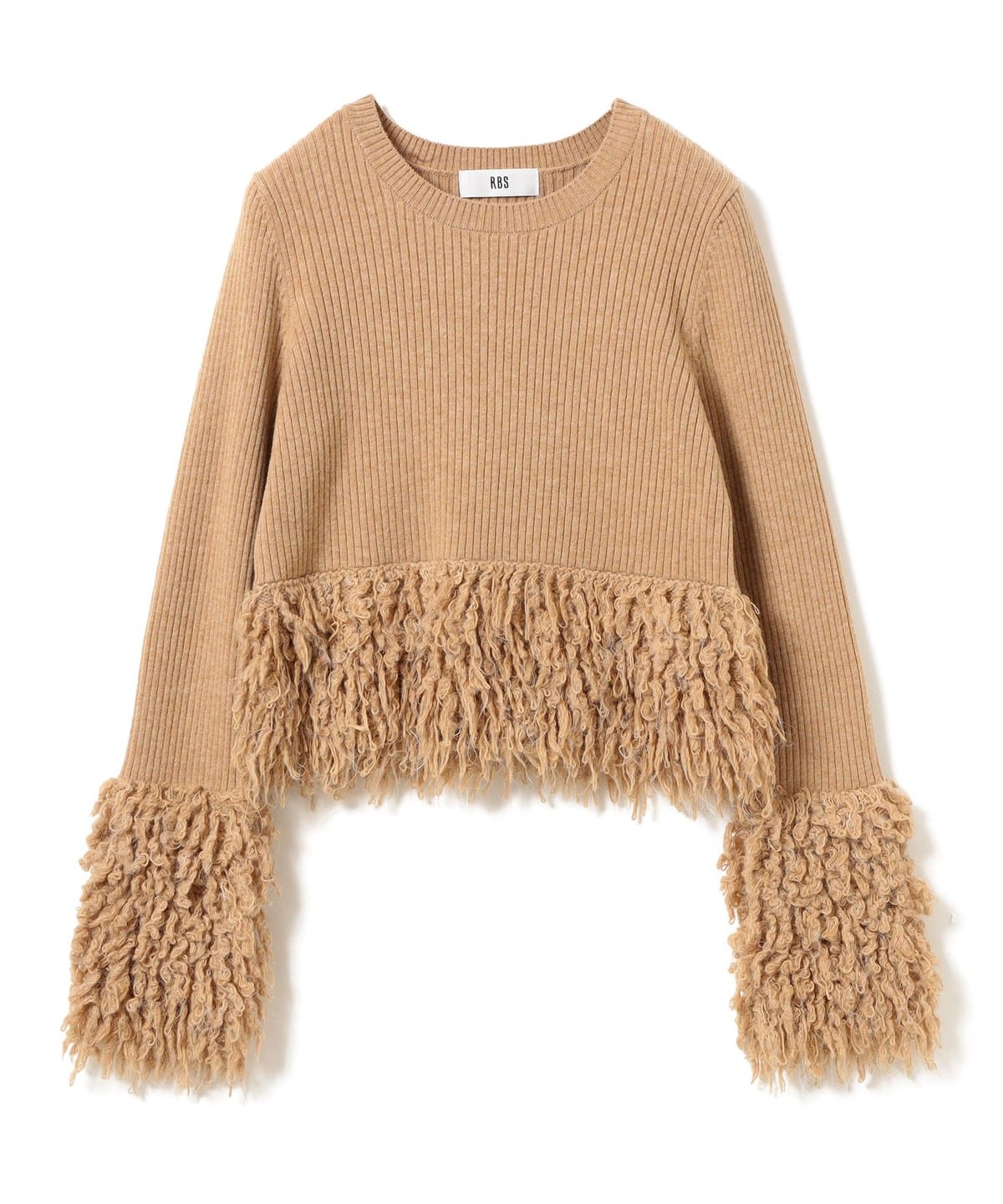 RBS アールビーエス / フリンジ キリカエ クルーネック ニット トップス WOMEN BEIGE ONE SIZE RBS アールビーエス / フリンジ キリカエ クルーネック ニット トップス WOMEN BEIGE ONE SIZE