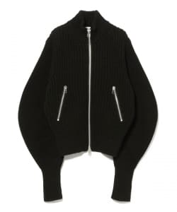 JOHN LAWRENCE SULLIVAN / RIBBED MASSIVE ROUNDED SLEEVE ZIP-UP KNIT JACKET