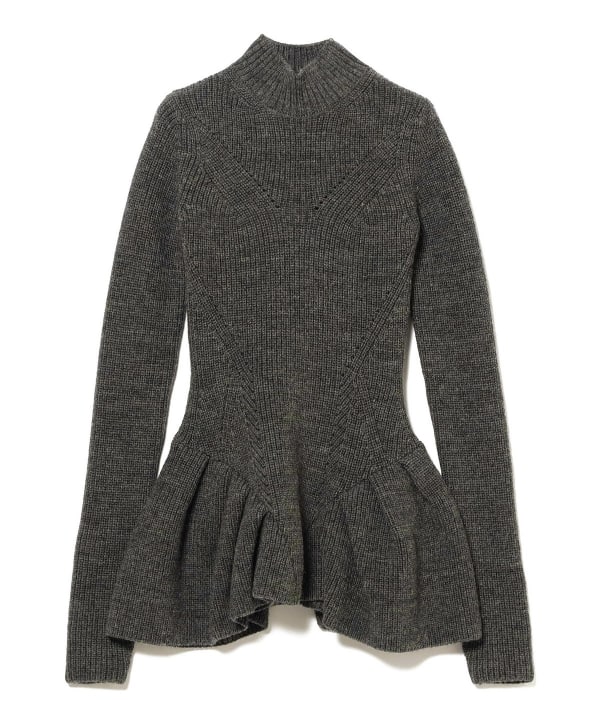 即納1点のみ【heve】Arch Peplum knit charcoal Arch Peplum knit charcoal | HEVE