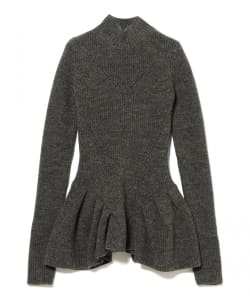JOHN LAWRENCE SULLIVAN / RIBBED PEPLUM HI-NECK KNIT SWEATER
