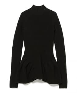 JOHN LAWRENCE SULLIVAN / RIBBED PEPLUM HI-NECK KNIT SWEATER
