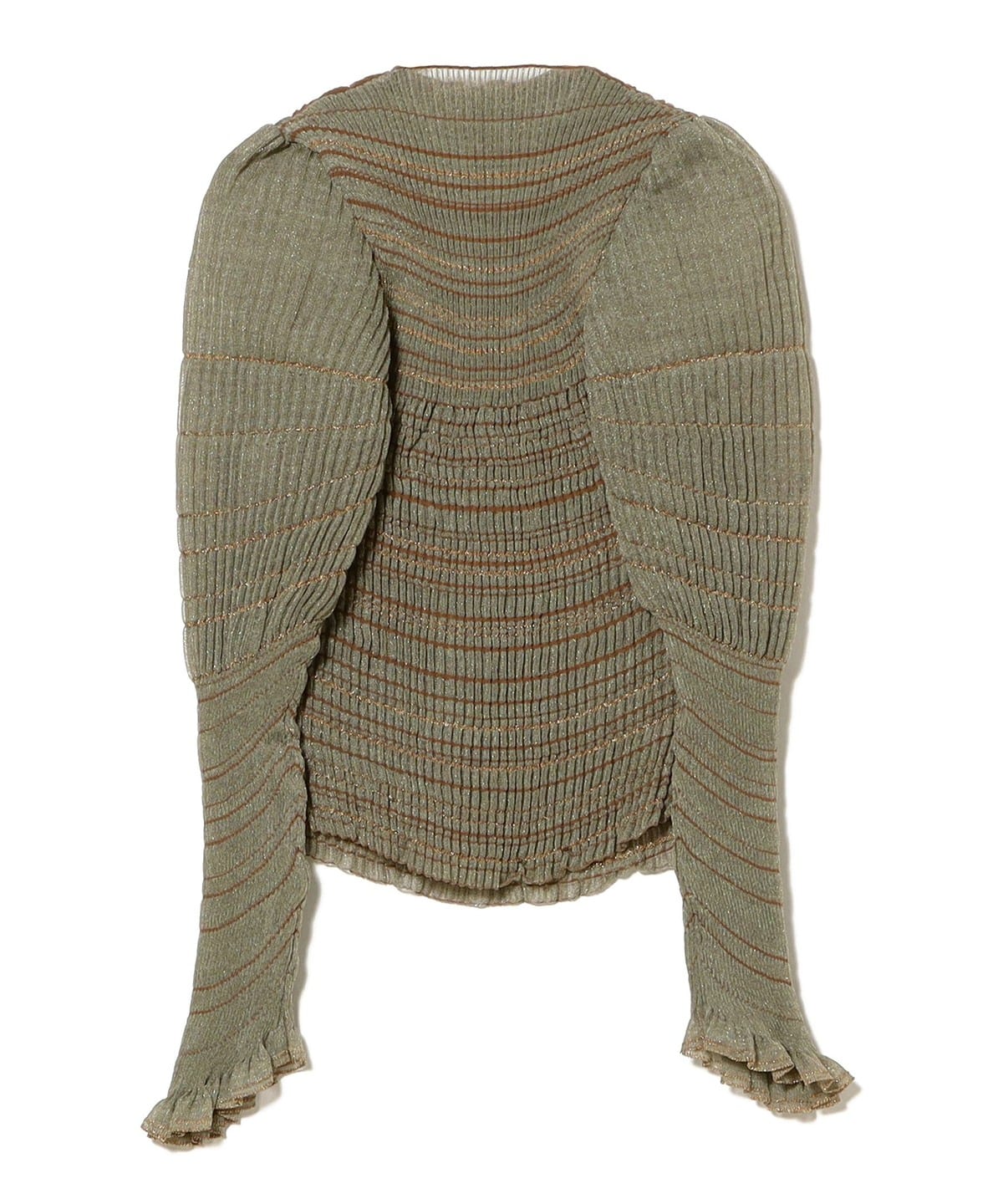 Nadia Wire / Sheer Stripe Puff Jumper トップス WOMEN GREEN 1