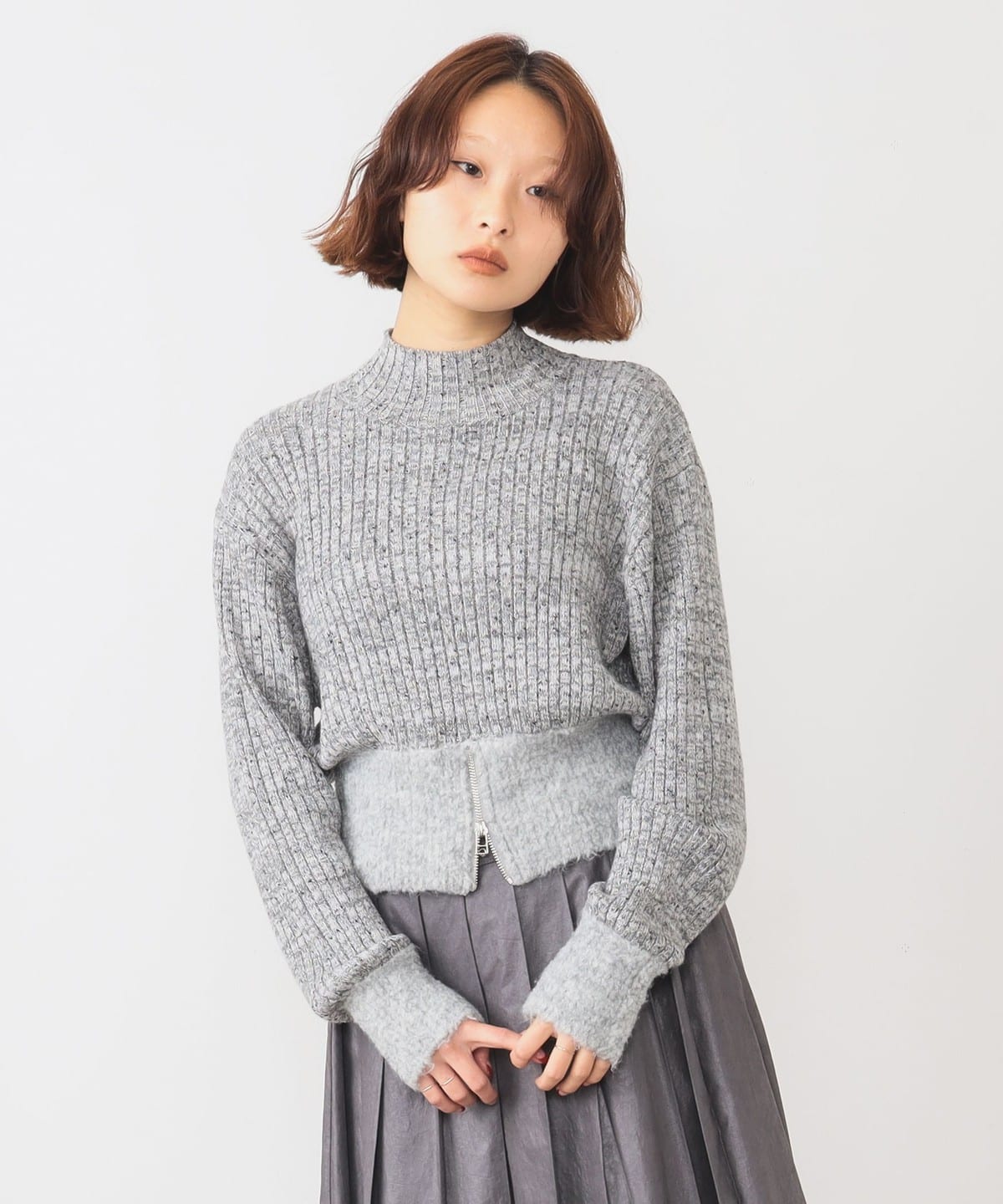 Ray BEAMS（レイ ビームス）メランジ リブ ハイネック ニット