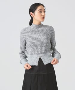 メランジ リブ ハイネック ニット