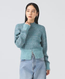 メランジ リブ ハイネック ニット