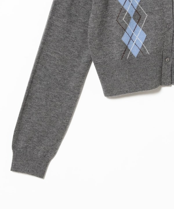 Ray BEAMS（レイ ビームス）アーガイル クルーネック カーディガン