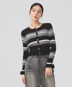リブ マルチボーダー カーディガン