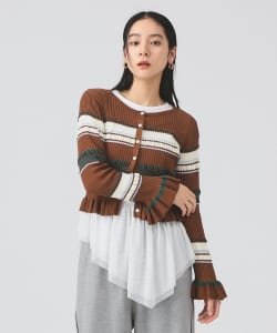 リブ マルチボーダー カーディガン