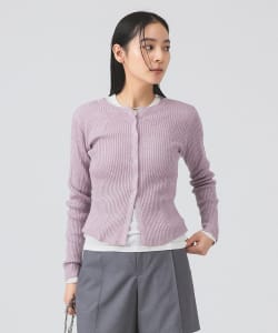 メランジ リブ スナップ カーディガン