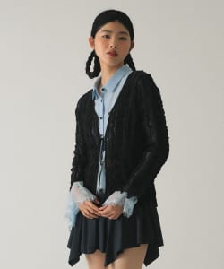 メッシュ ストライプ カーディガン