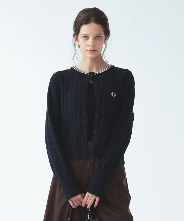 【+10%ポイントUP】【別注】FRED PERRY / ケーブル ニット カーディガン Model：H170 B82 W58 H85　Size：10