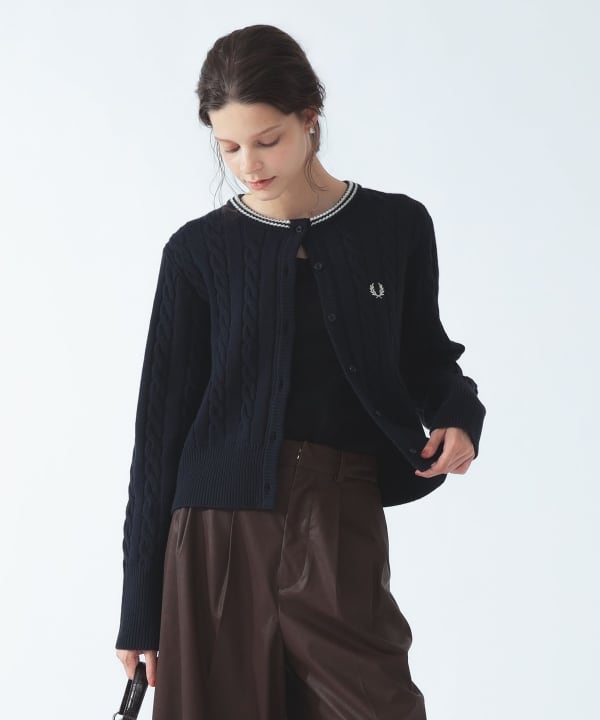 【+10%ポイントUP】【別注】FRED PERRY / ケーブル ニット カーディガン